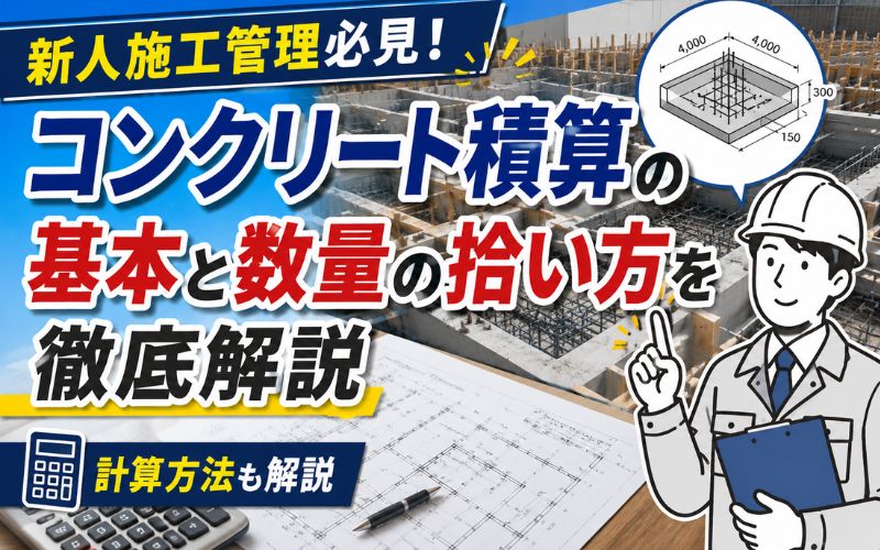 「【新人施工管理必見！】コンクリート積算の基本と数量の拾い方を徹底解説【計算方法も解説】」の見出し画像