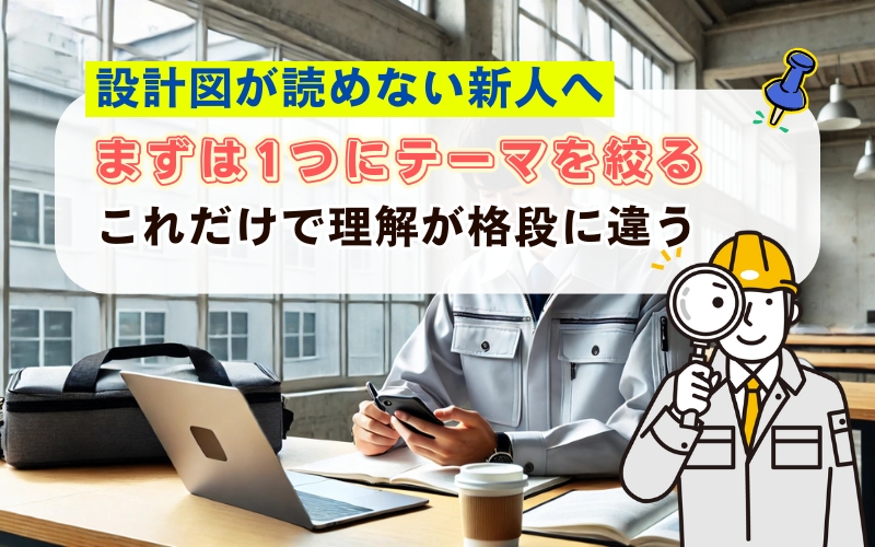 「新人現場監督のための設計図の読み方入門｜テーマ別でスムーズに理解する方法」の見出し画像