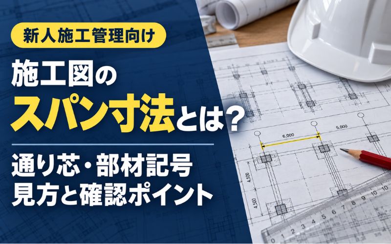 「施工図のスパン寸法とは？通り芯・部材記号の見方と確認ポイントを新人向けに解説」の見出し画像