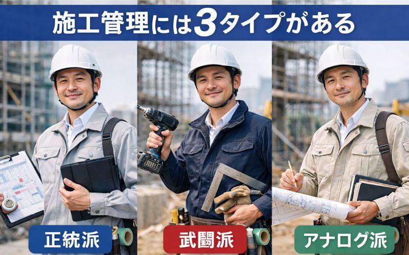 施工管理の持ち物は3タイプに分かれる