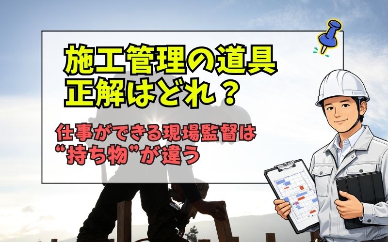 「施工管理の道具を完全解説｜現場監督の持ち物はタイプ別で決まる【正統派・武闘派・アナログ派】」の見出し画像