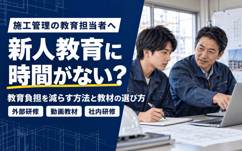「施工管理の新人教育に時間がない？教育負担を減らす方法と研修・動画教材の選び方」の見出し画像
