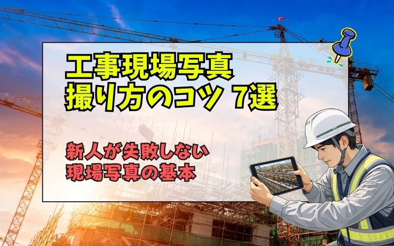「施工管理が必ず押さえるべき工事写真の撮り方7選｜新人が失敗しない現場写真の基本」の見出し画像