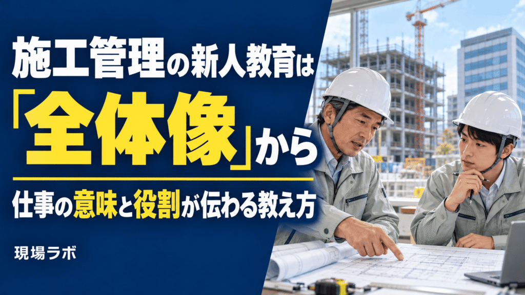「施工管理の新人教育は「全体像」から｜仕事の意味と役割が伝わる教え方」の見出し画像
