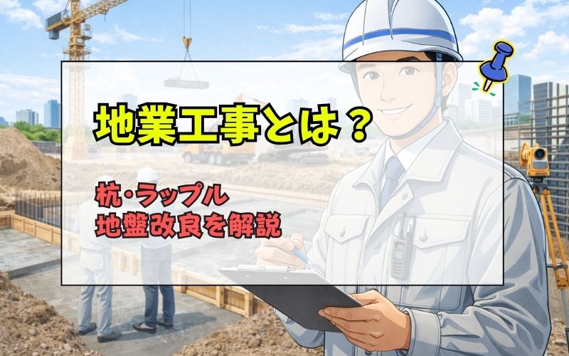 「地業工事とは？種類と役割をわかりやすく解説｜杭・ラップルコンクリート・地盤改良」の見出し画像
