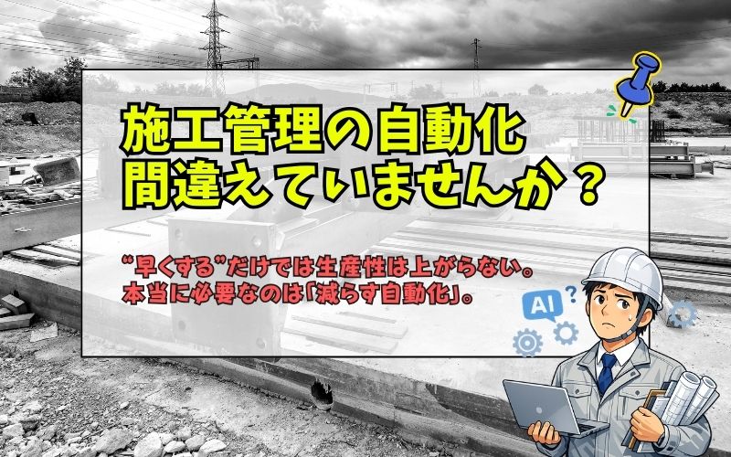 「施工管理の自動化には2種類ある|効率化だけでは生産性は上がらない理由」の見出し画像