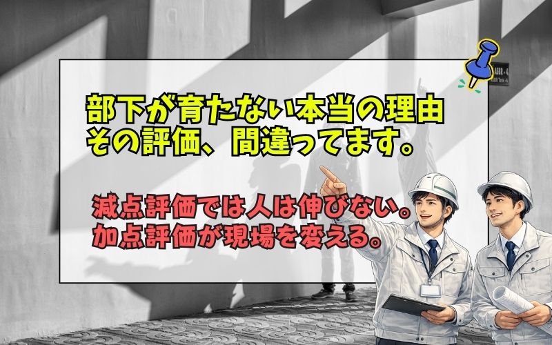 「できないことがダメなのではない。できることがすごい|建設業の部下育成を変える“加点評価”の考え方」の出し画像