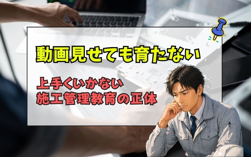 「【要注意】動画教育だけでは施工管理は育たない｜現場で使えない理由と改善策」の見出し画像