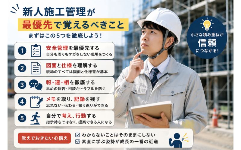 新人施工管理が最優先で覚えるべきこと