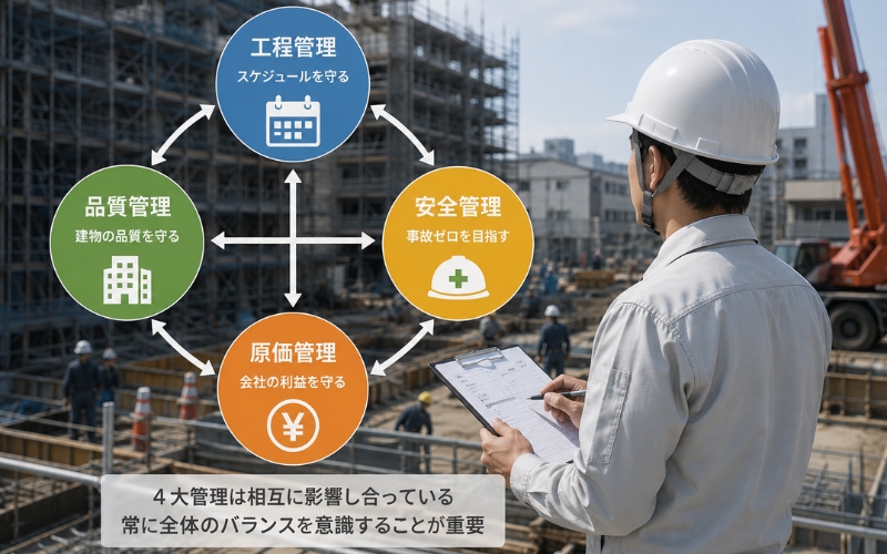施工管理の4大管理はすべてつながっている