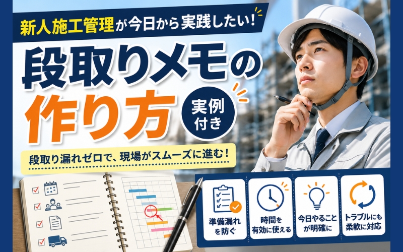 「施工管理のメモの取り方とは？段取り漏れを防ぐ「段取りメモ」の作り方を徹底解説」の見出し画像