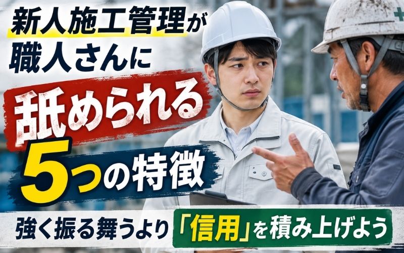 「新人施工管理が職人さんに舐められる5つの特徴｜強く振る舞うより「信用」を積み上げよう」の見出し画像
