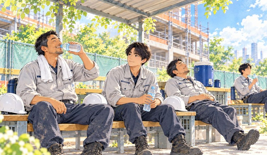 10時・15時の休憩は、職人さんの体を回復させる時間