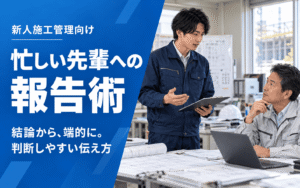 「【新人施工管理】忙しい所長・先輩への報告術｜結論から端的に伝える話し方」の見出し画像