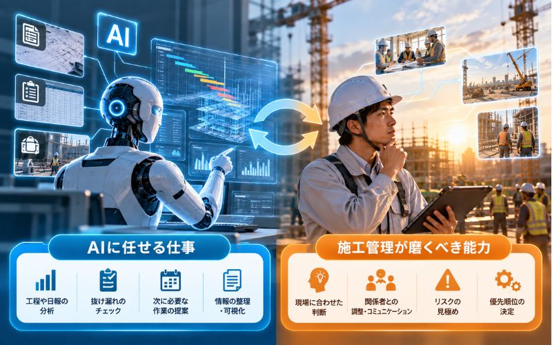 AIに任せる仕事と、施工管理が磨くべき能力を分けて考えよう