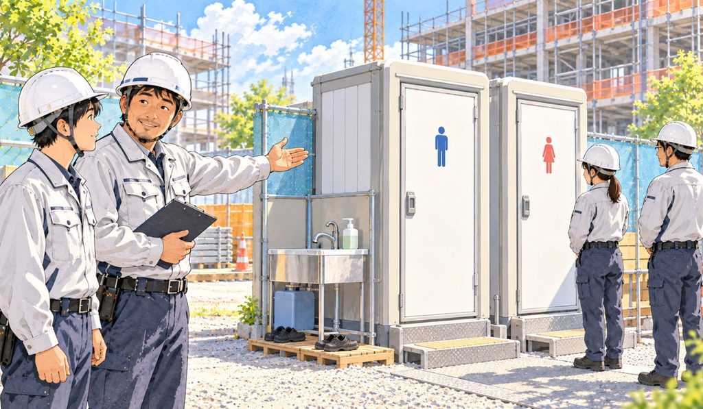 現場のトイレは、使い方と混む時間を確認しておく